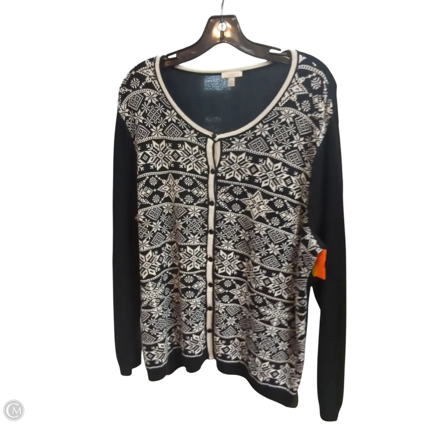 Cardigan By Talbots In Black & White, Size: 2x