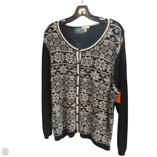 Cardigan By Talbots In Black & White, Size: 2x