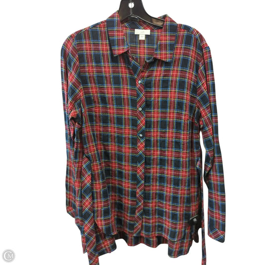 Blouse Long Sleeve By J. Jill In Plaid Pattern, Size: S