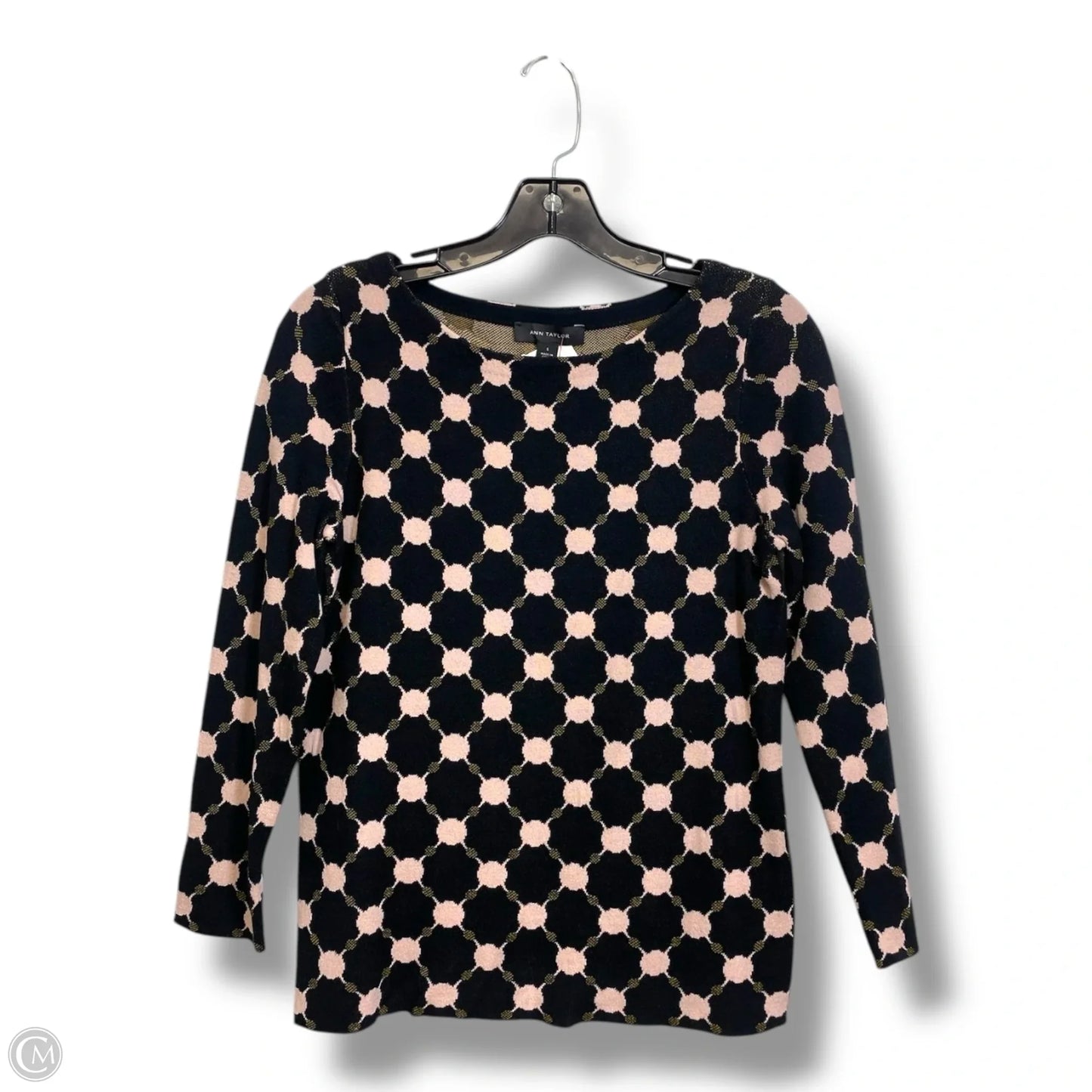 Top Long Sleeve By Ann Taylor In Black & Pink, Size: S