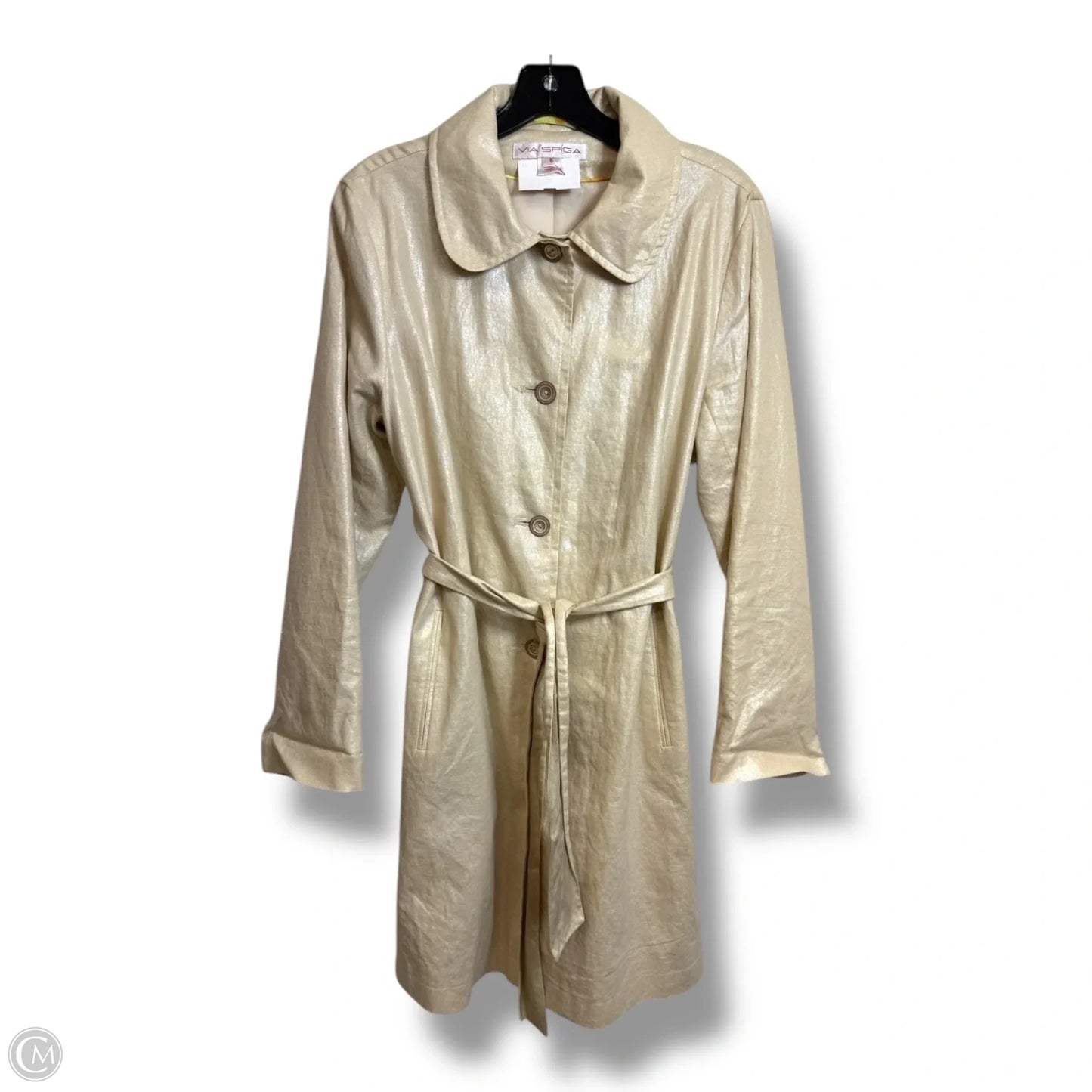 Coat Trench Coat By Via Spiga In Gold, Size: 6