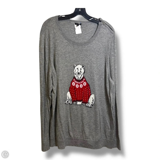 Holiday polar bear Top Long Sleeve By Talbots In Grey, Size: 2x