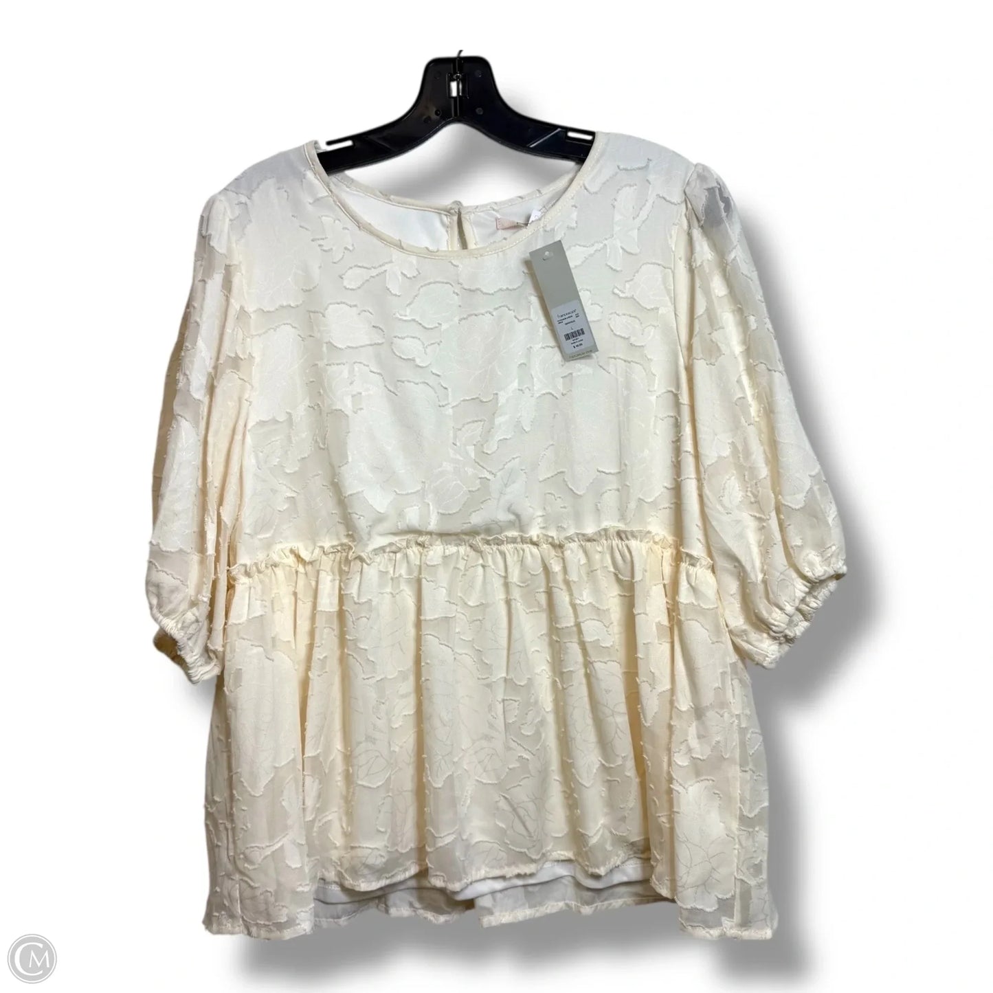 Top Short Sleeve By Mi Ami In Cream, Size: L