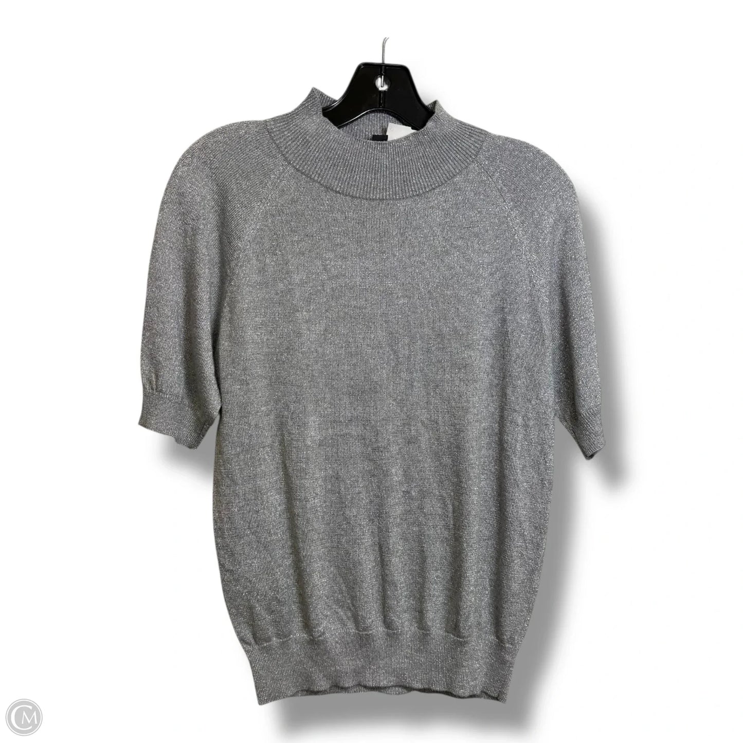 Top Short Sleeve By Ann Taylor In Silver, Size: S