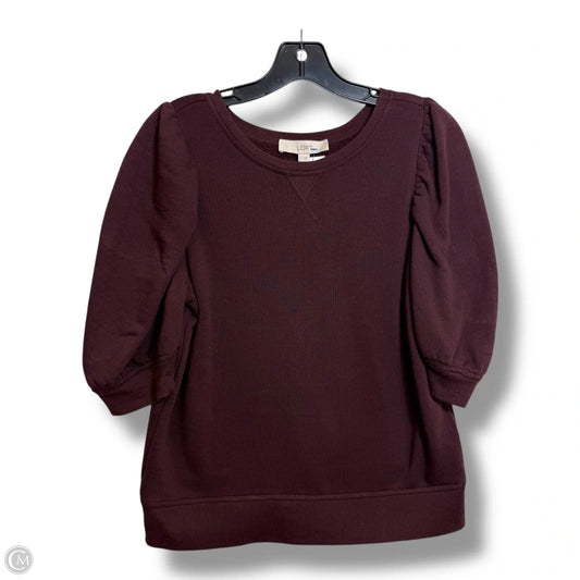 Top Short Sleeve Basic By Loft In Maroon, Size: S