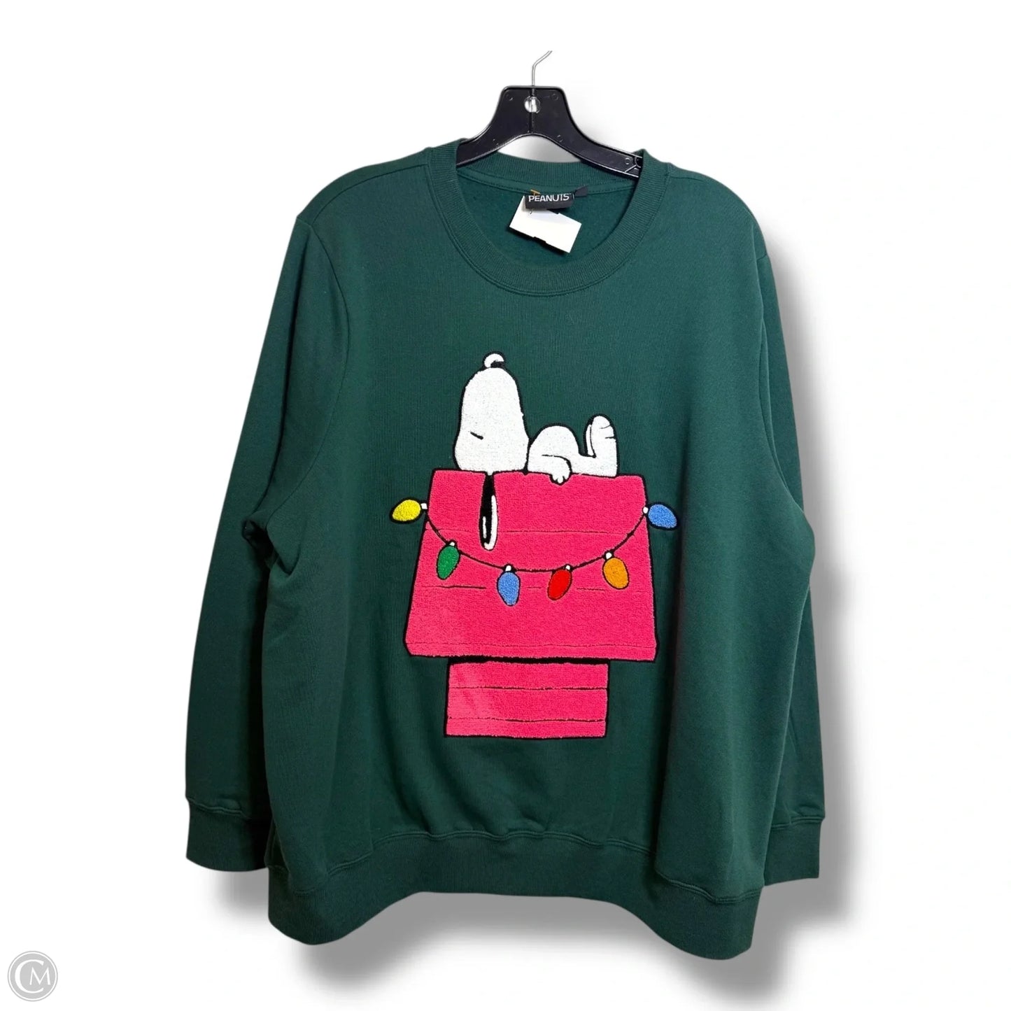 Christmas Snoopy Top Long Sleeve Basic By Clothes Mentor In Green, Size: 2x