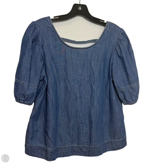 Top Short Sleeve By Loft In Blue Denim, Size: M