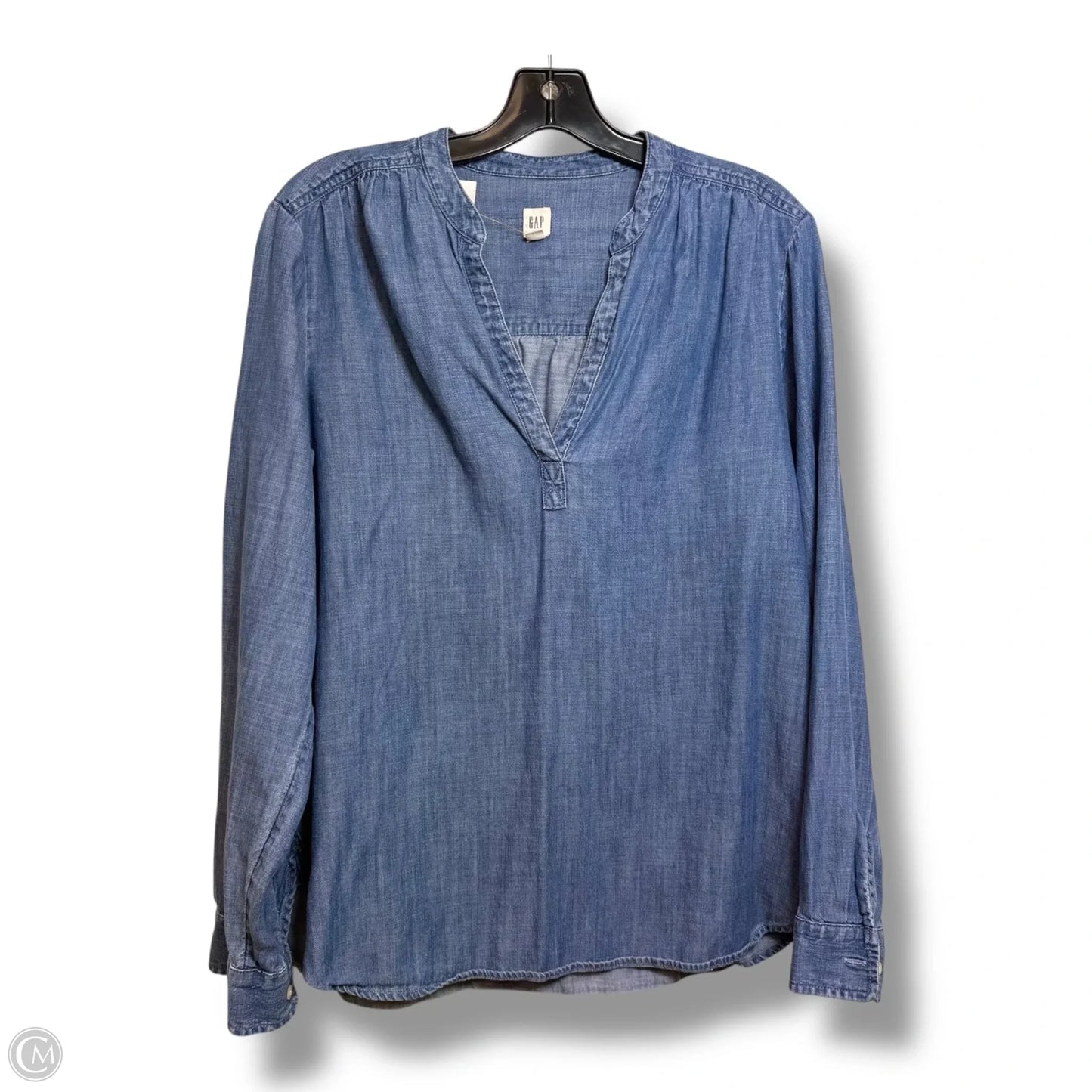 Top Long Sleeve By Gap In Blue Denim, Size: M