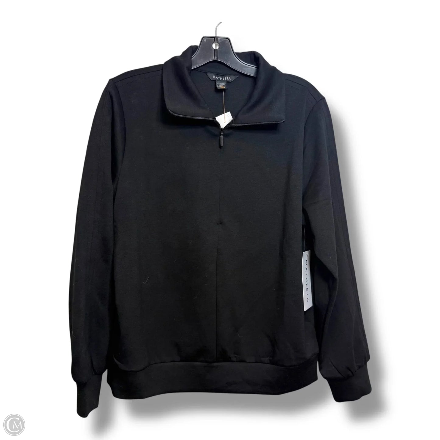 Athletic Top Long Sleeve Collar By Athleta In Black, Size: M