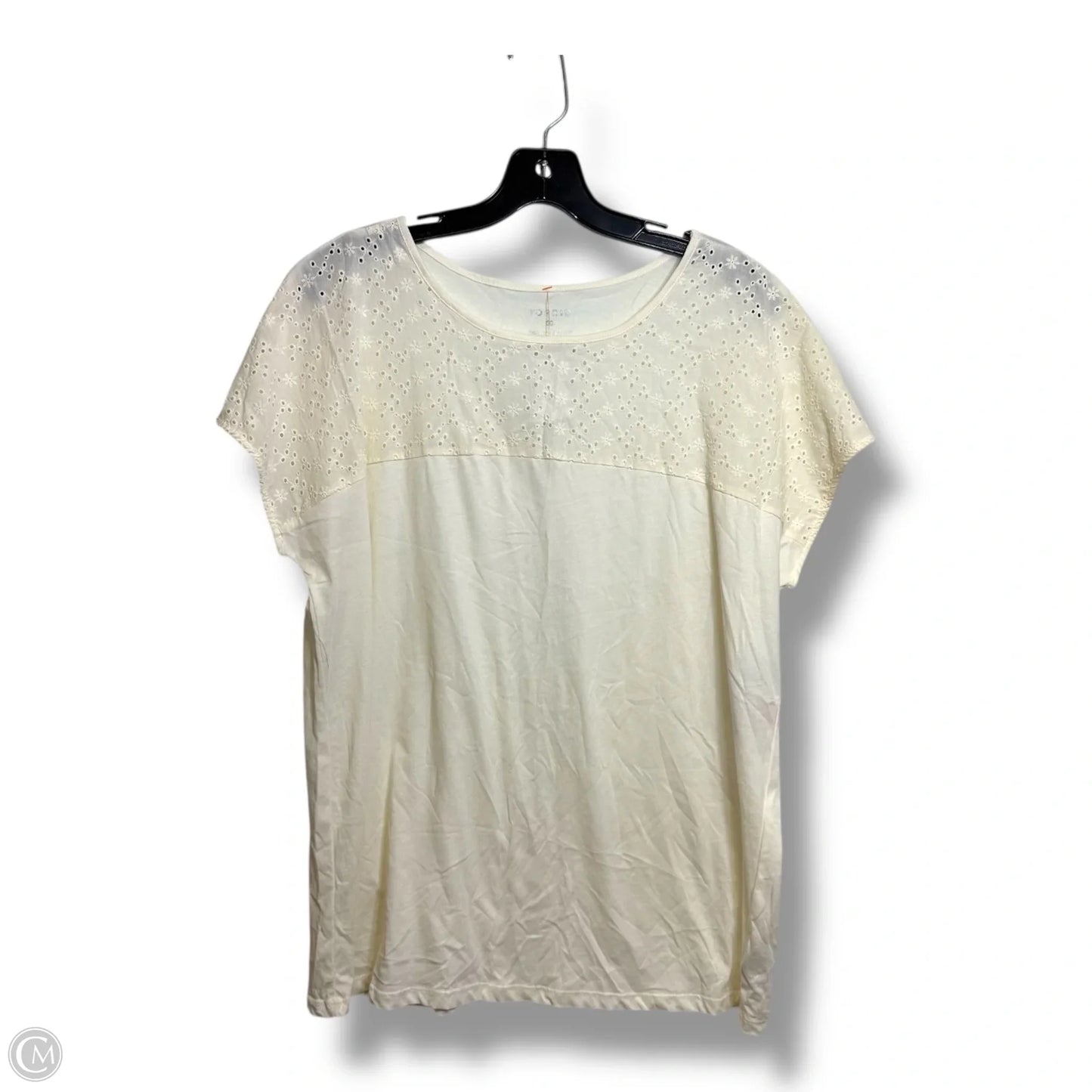 Top Short Sleeve Basic By Torrid In Cream, Size: M