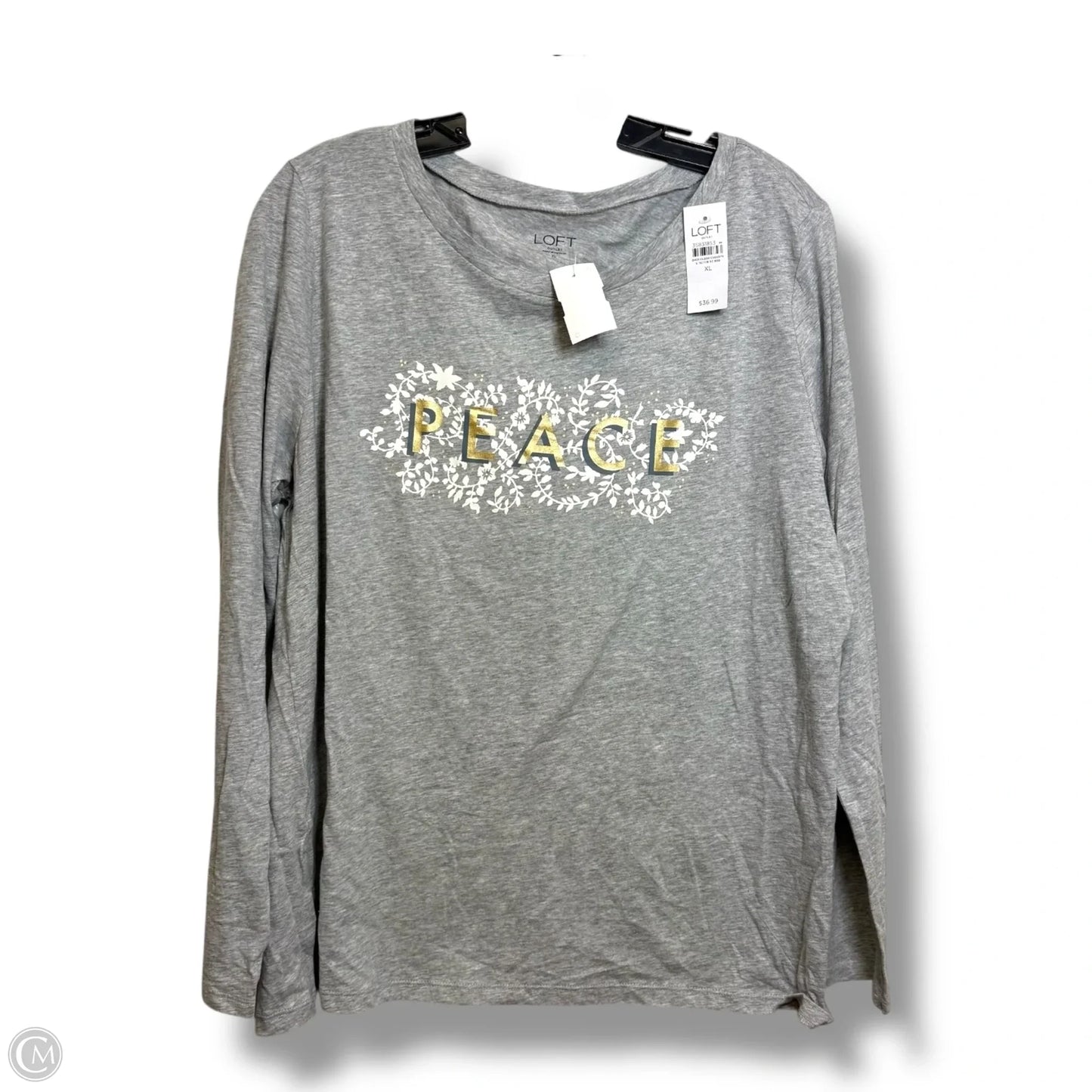 Top Long Sleeve Basic By Loft In Grey, Size: Xl