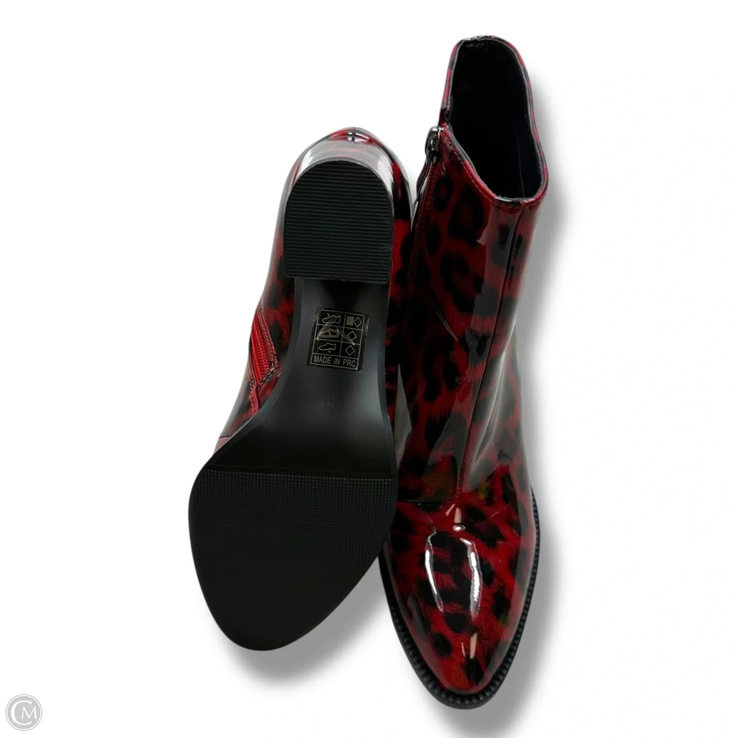 Boots Ankle Heels By Clothes Mentor In Animal Print, Size: 39