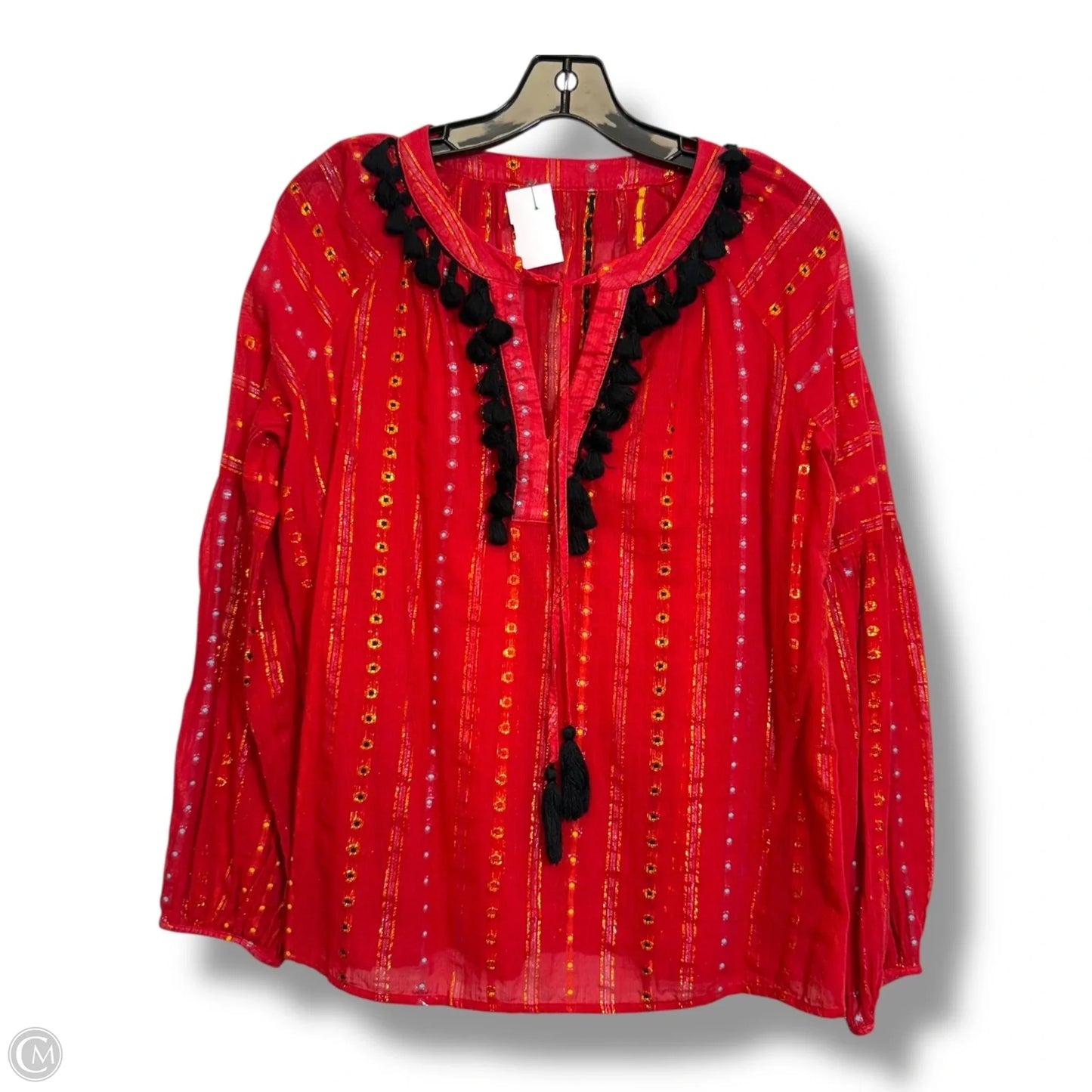 Top Long Sleeve By Cmf In Red, Size: M