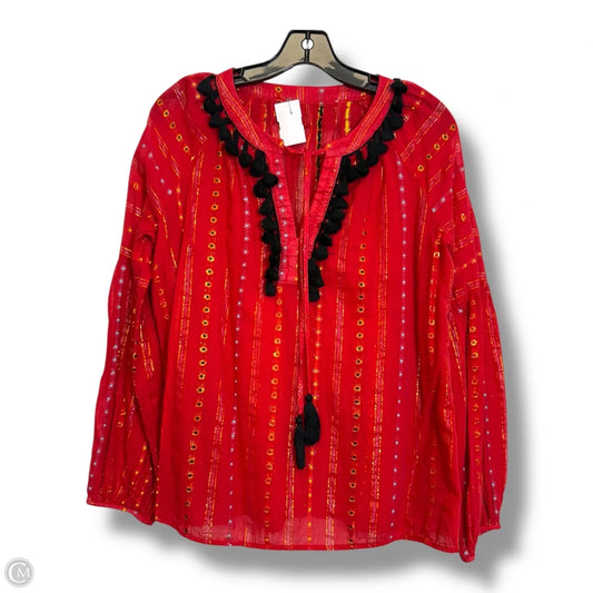 Top Long Sleeve By Cmf In Red, Size: M