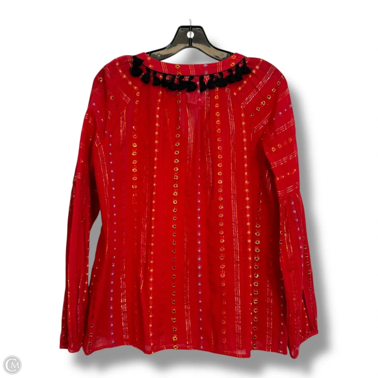 Top Long Sleeve By Cmf In Red, Size: M