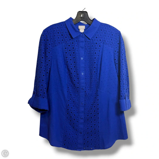 Top Long Sleeve By Chicos In Blue, Size: S