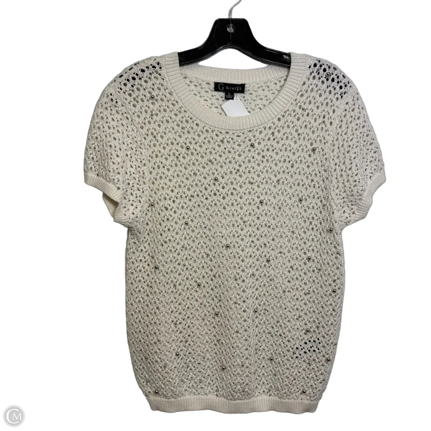 Top Short Sleeve By Clothes Mentor In White, Size: L