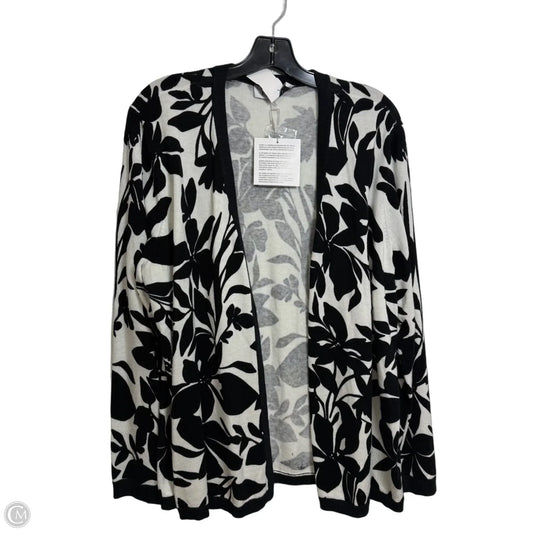Cardigan By Kasper In Black & White, Size: Xl