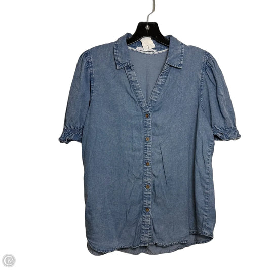 Top Short Sleeve By Jane And Delancey In Blue Denim, Size: M