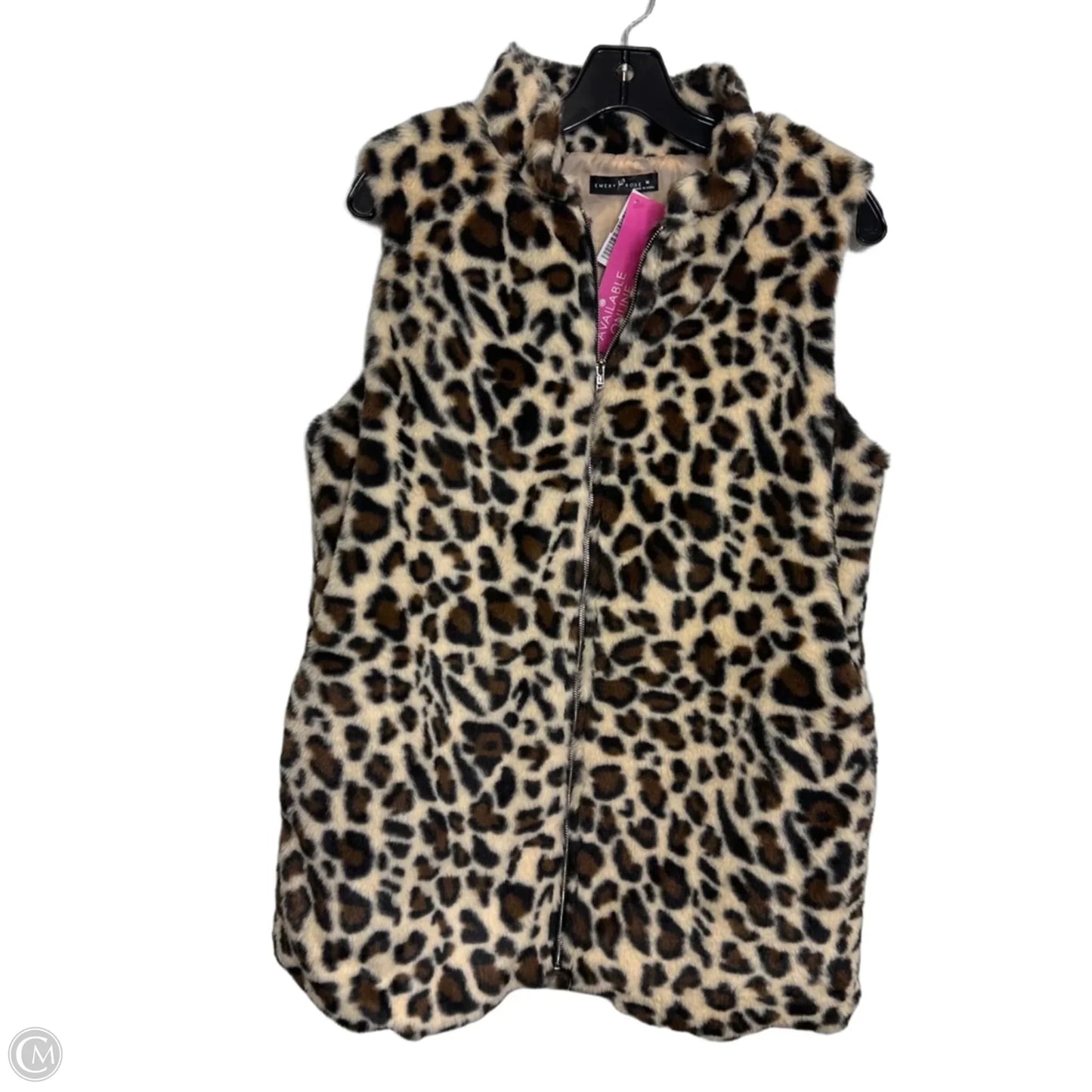 Vest Faux Fur & Sherpa By Emery Rose In Leopard Print, Size: M