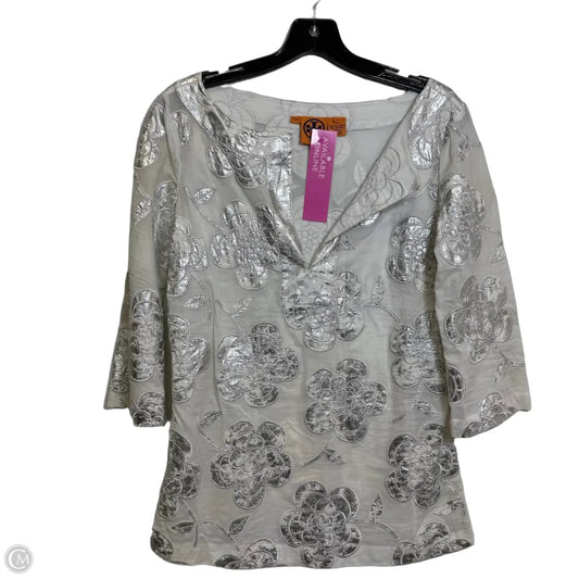 Top Long Sleeve Designer By Tory Burch In Silver, Size: 8