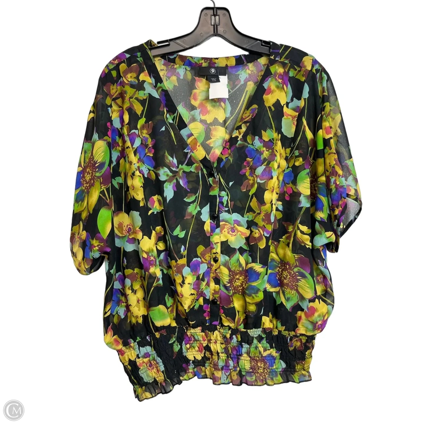 Top Short Sleeve By Clothes Mentor In Floral Print, Size: Xl