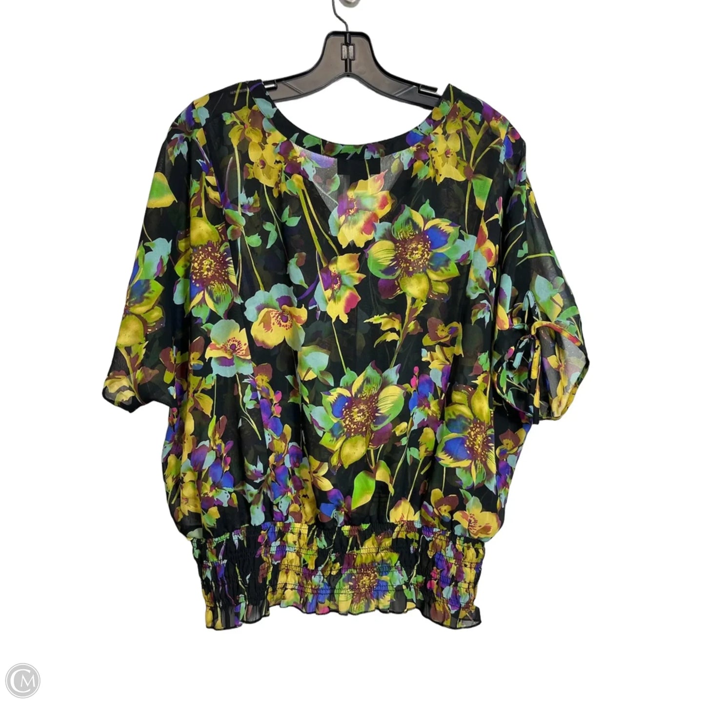Top Short Sleeve By Clothes Mentor In Floral Print, Size: Xl