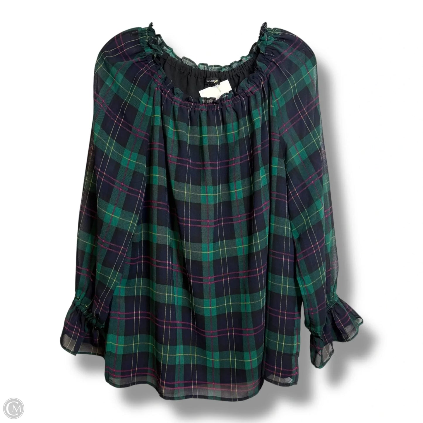Top Long Sleeve By Talbots In Plaid Pattern, Size: M