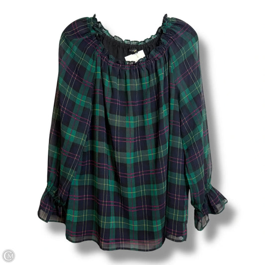 Top Long Sleeve By Talbots In Plaid Pattern, Size: M
