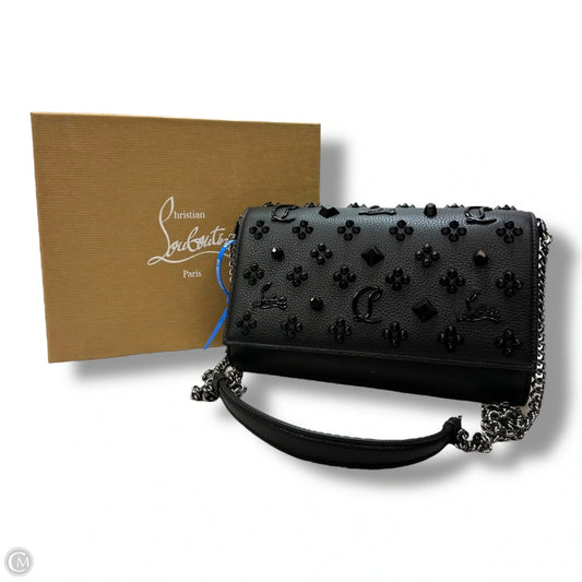 Paloma Clutch - Grained calf leather and spikes Loubinthesky - Black Crossbody Luxury Designer By Christian Louboutin, Size: Small