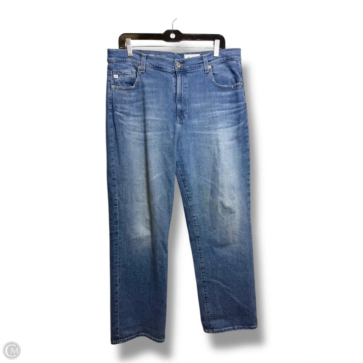 Jeans Straight By Ag Jeans In Blue Denim, Size: 12