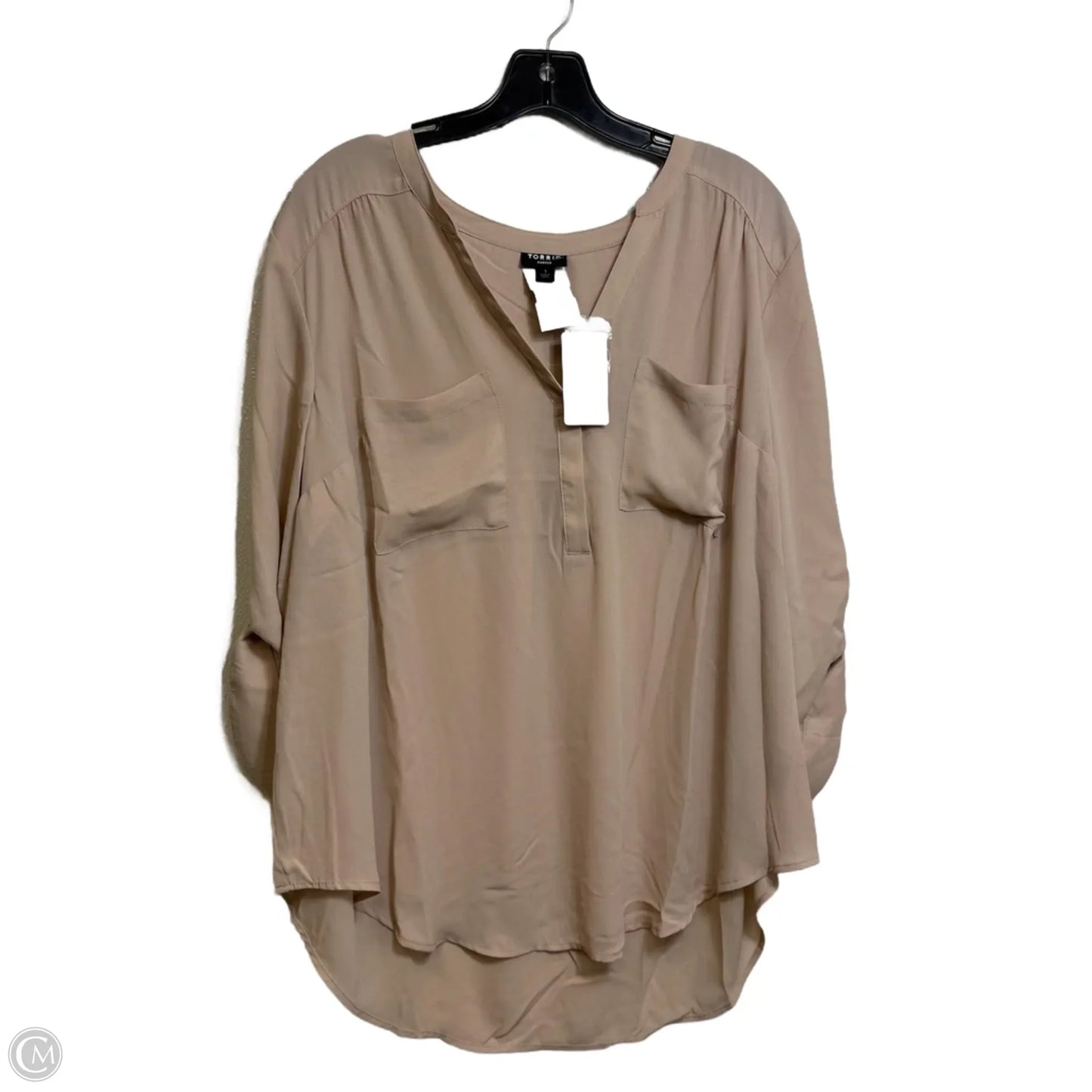 Top 3/4 Sleeve By Torrid In Beige, Size: 1x