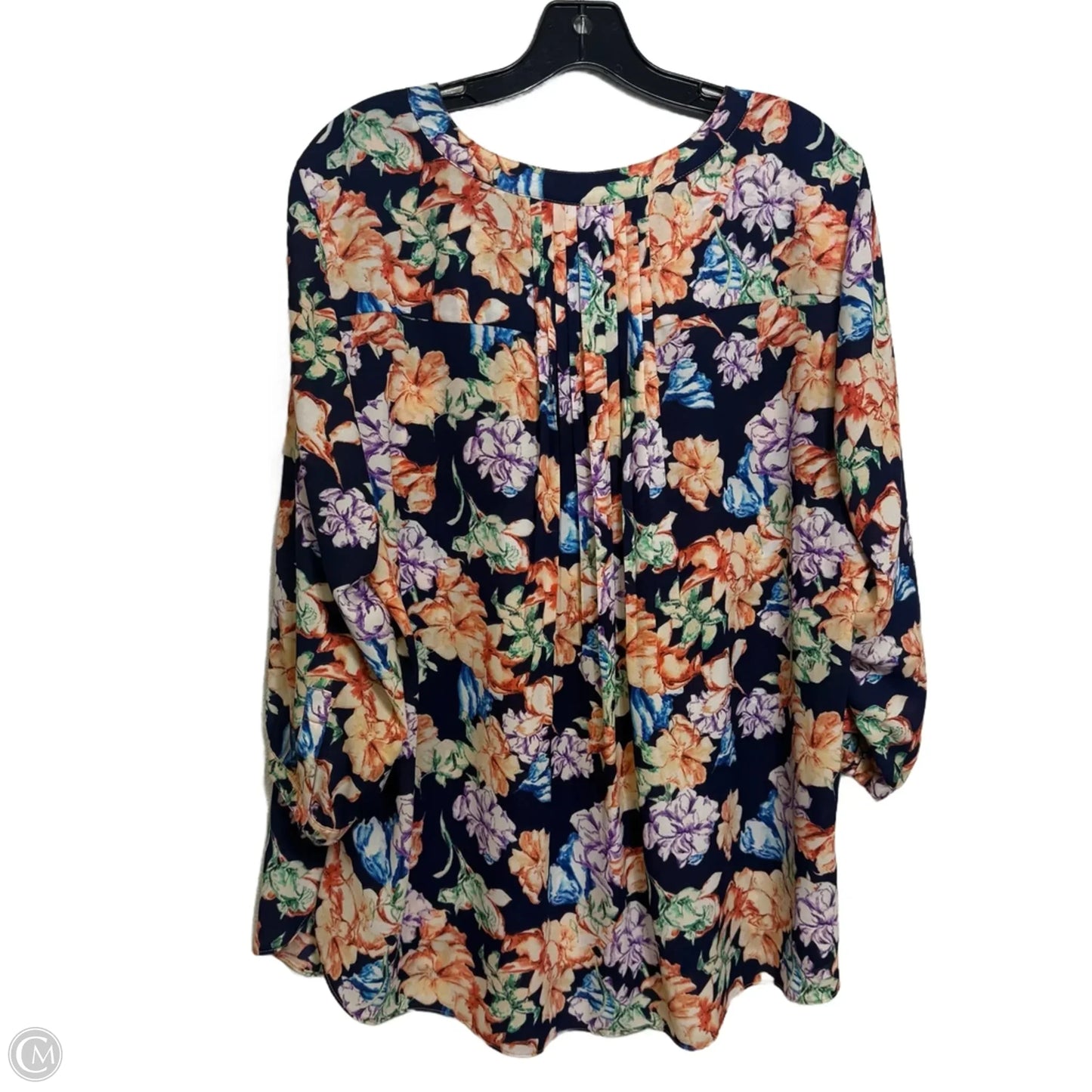 Top 3/4 Sleeve By Not Your Daughters Jeans In Floral Print, Size: 1x