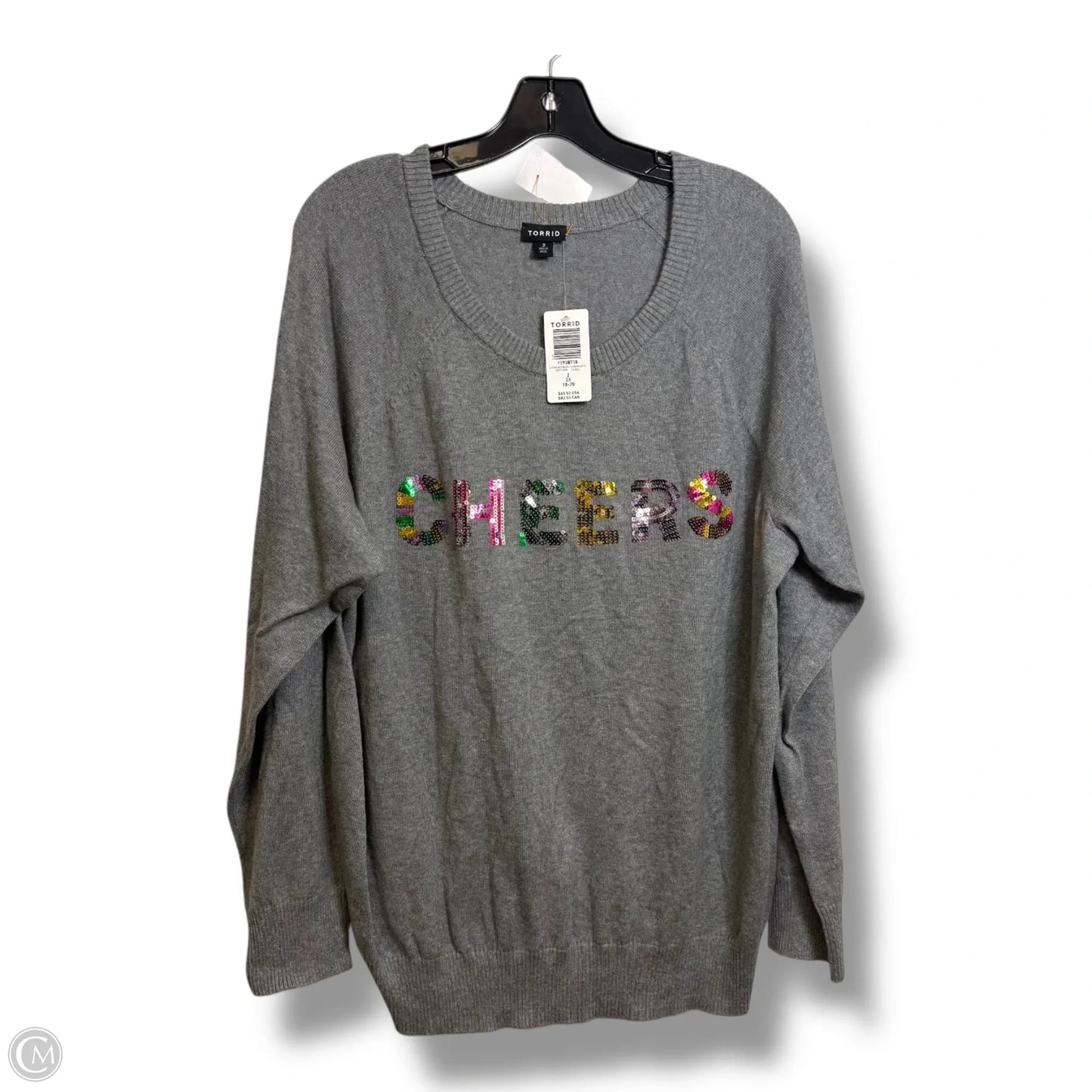 CHEERS Sweater By Torrid In Grey, Size: 2x