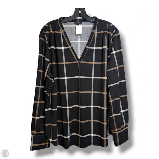Top Long Sleeve Basic By Ann Taylor In Plaid Pattern, Size: Xl