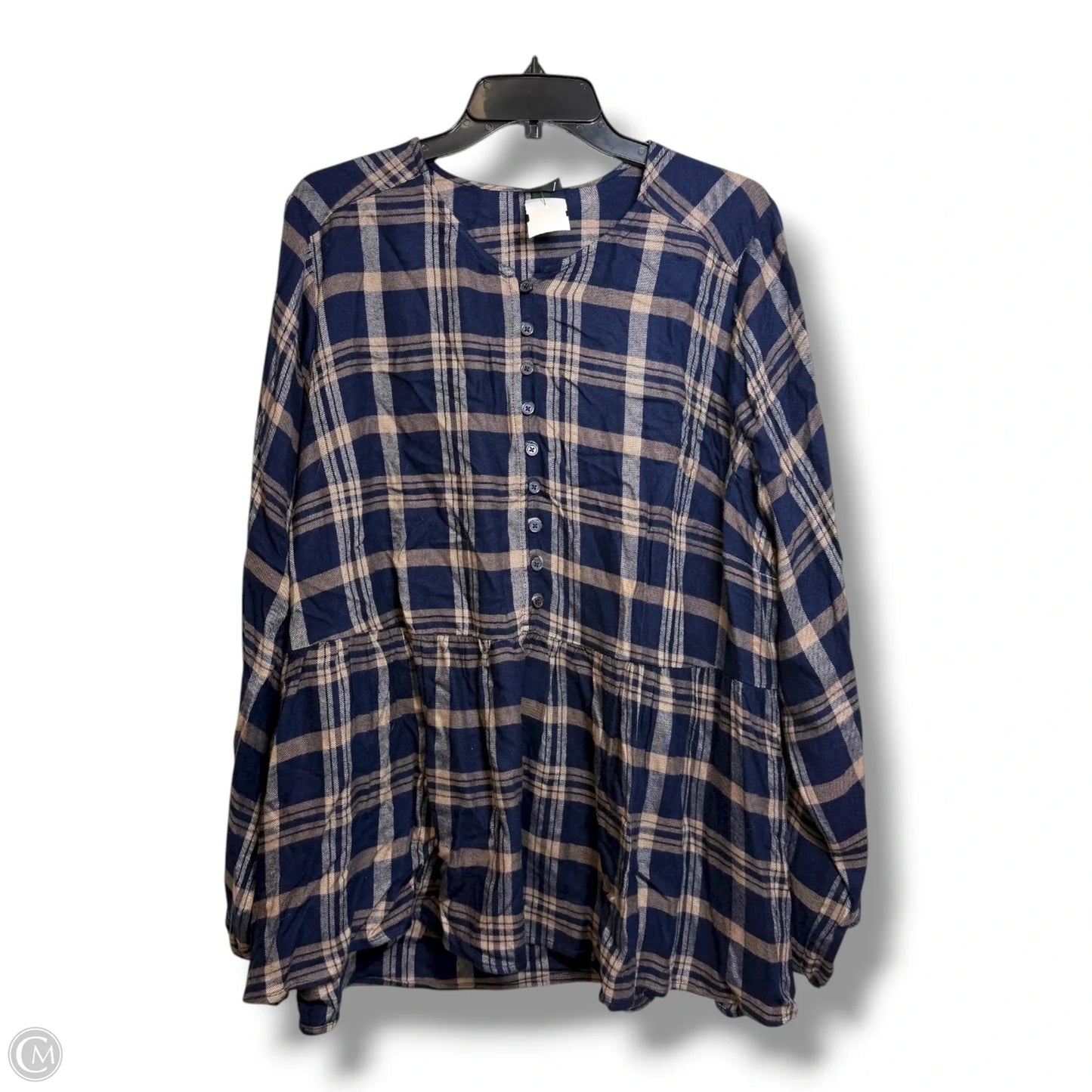 Top Long Sleeve By Torrid In Plaid Pattern, Size: 3x