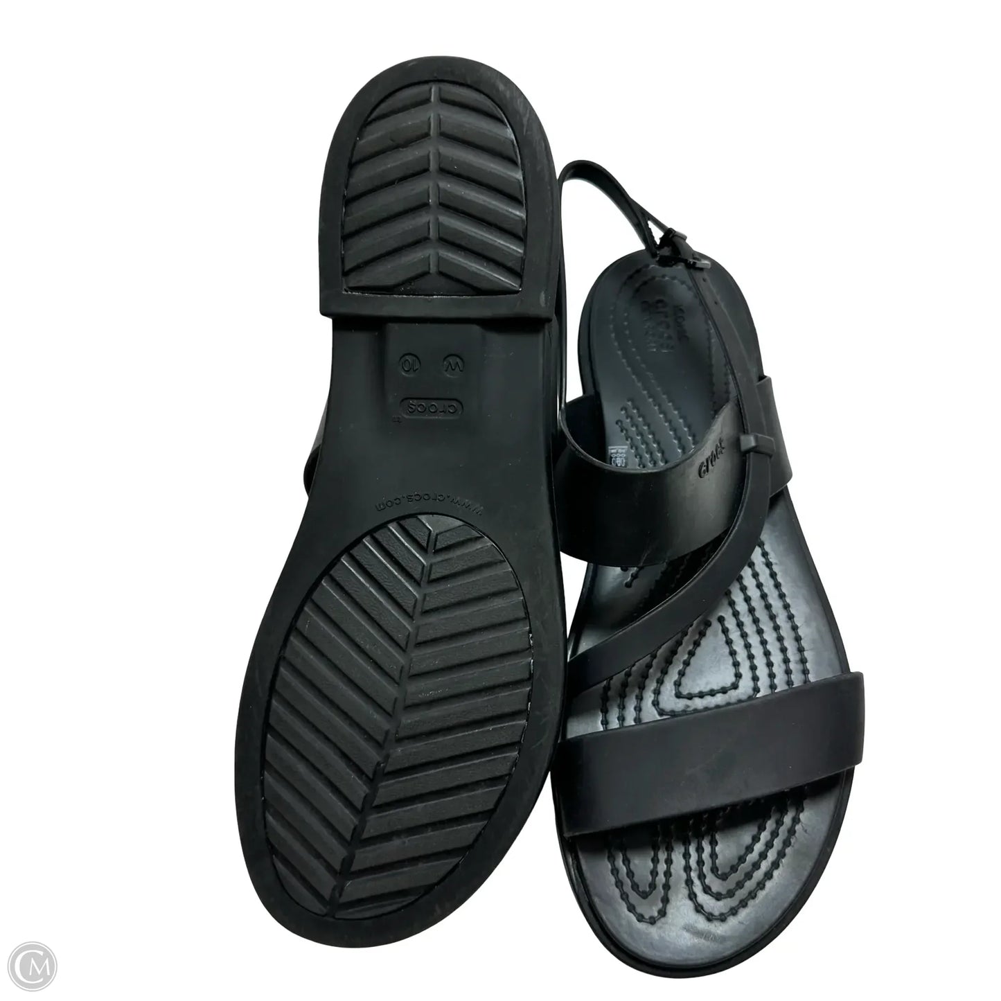 Sandals Flats By Crocs In Black, Size: 10