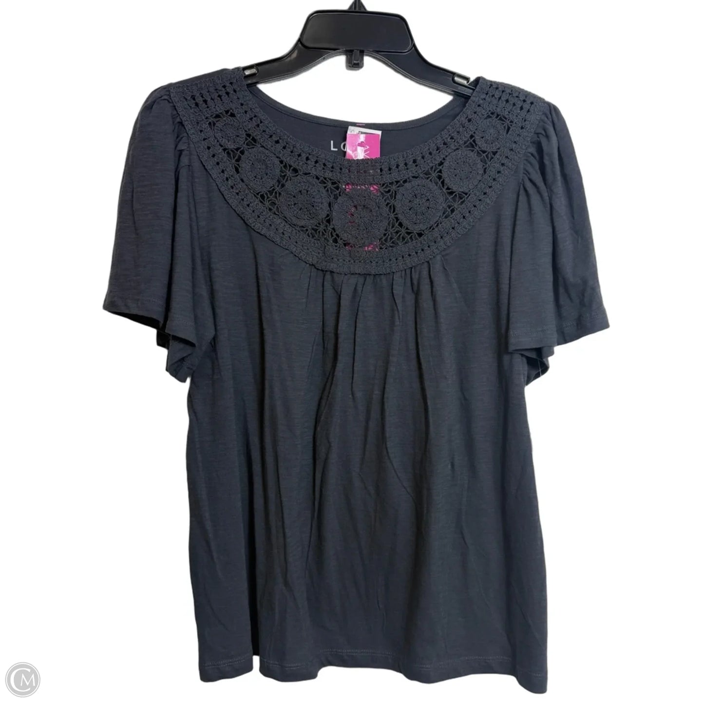 Top Short Sleeve By Loft In Grey, Size: M