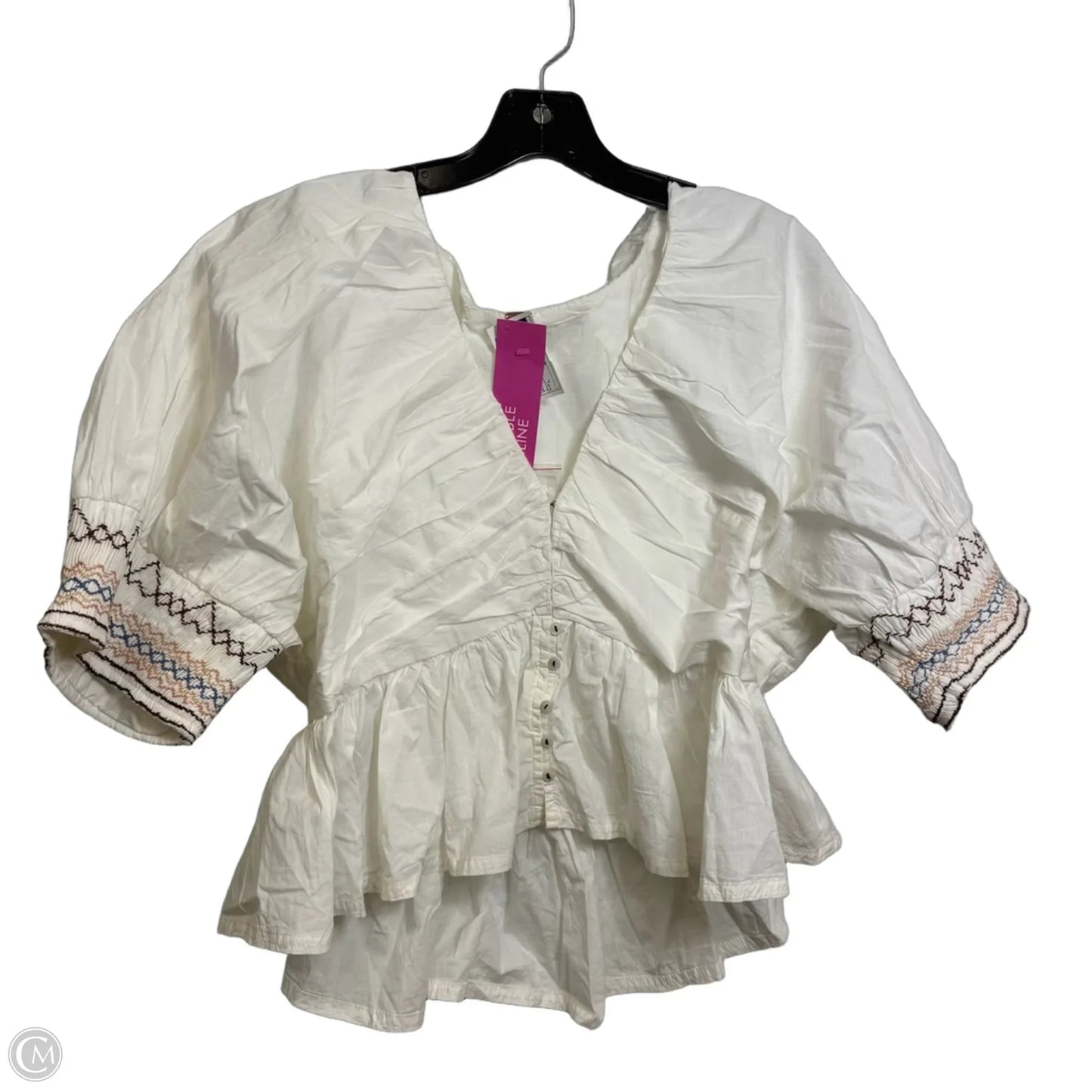 Top 3/4 Sleeve By Free People In White, Size: L