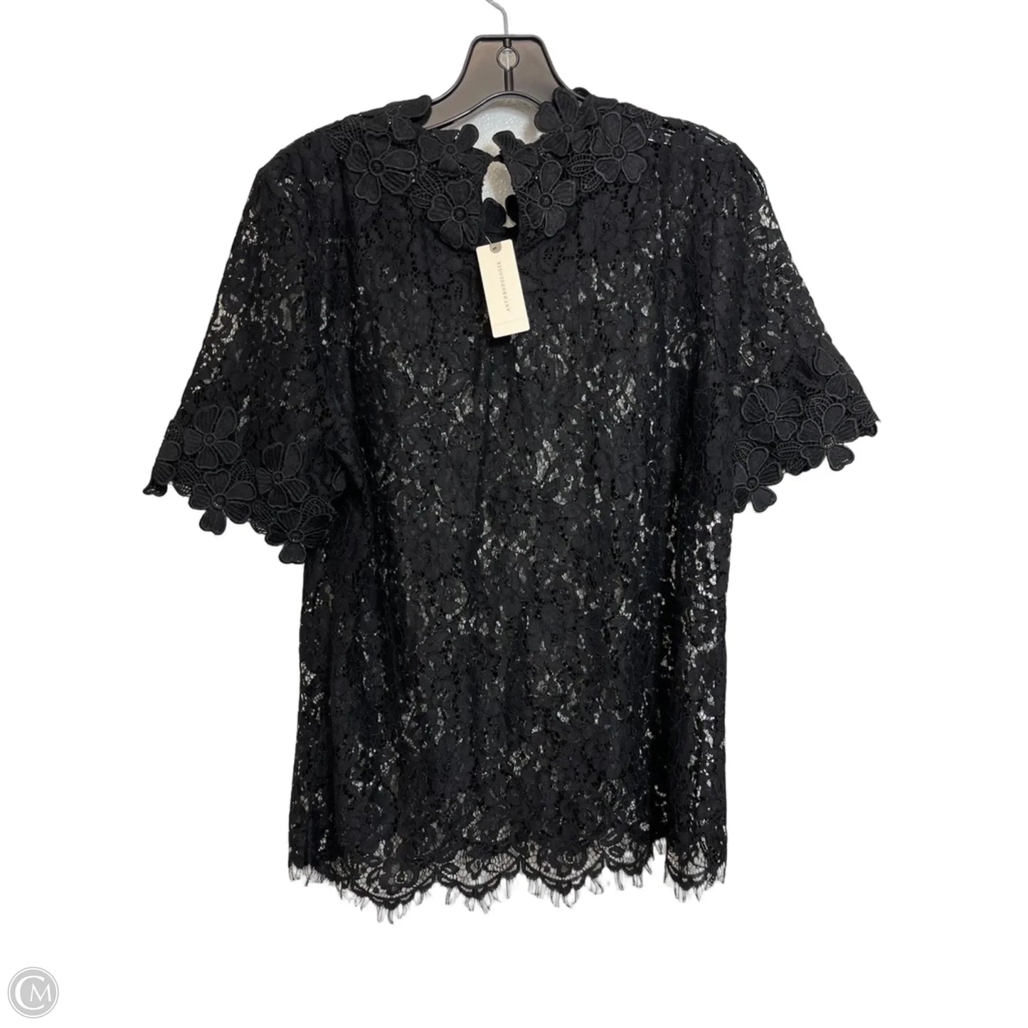 Top Short Sleeve By Anthropologie In Black, Size: M