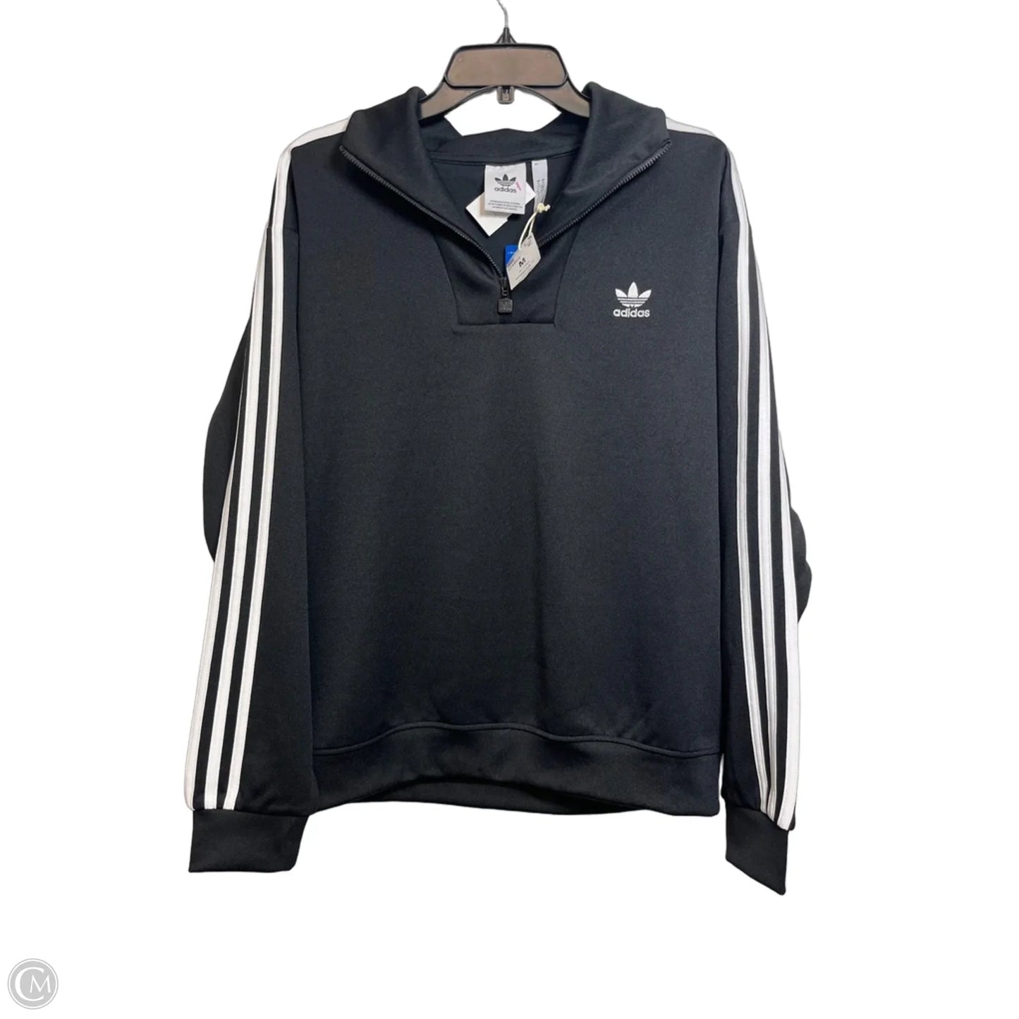 Athletic Top Long Sleeve Crewneck By Adidas In Black, Size: M