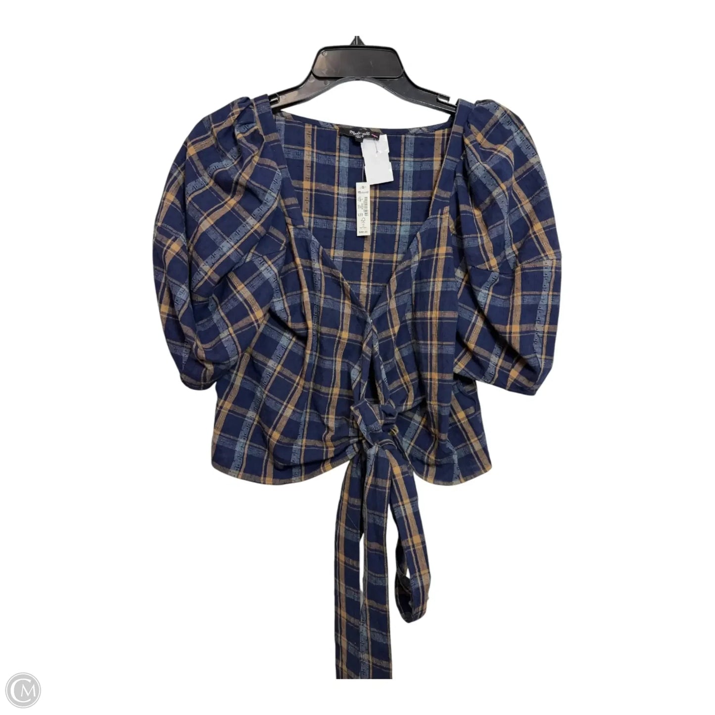 Top Short Sleeve By Madewell In Plaid, Size: S