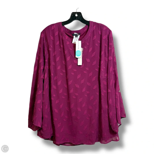 Top Long Sleeve By Papermoon In Maroon, Size: 3x