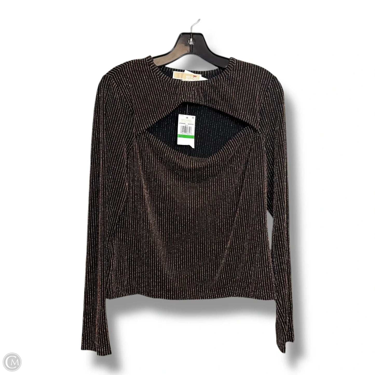 Top Long Sleeve By Michael By Michael Kors In Black & Gold, Size: L