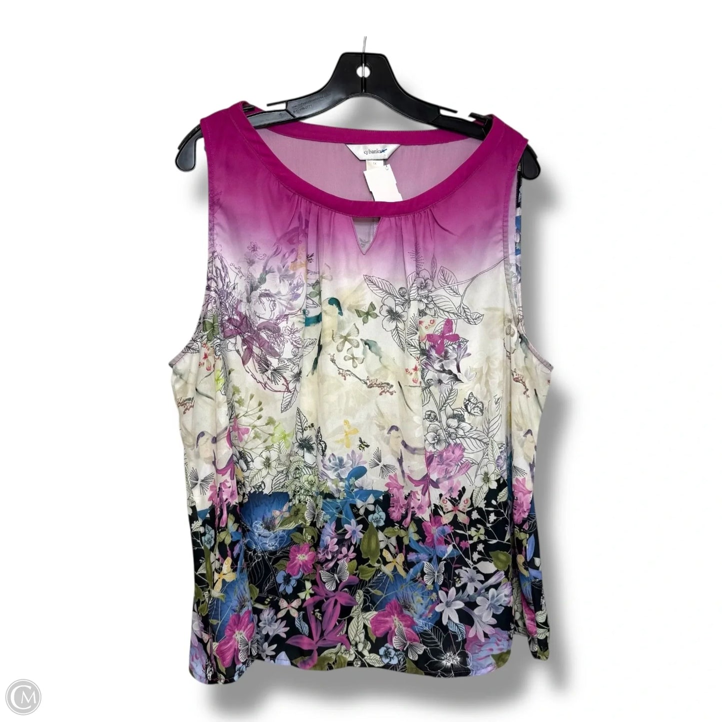 Top Sleeveless By Cj Banks In Floral Print, Size: 1x