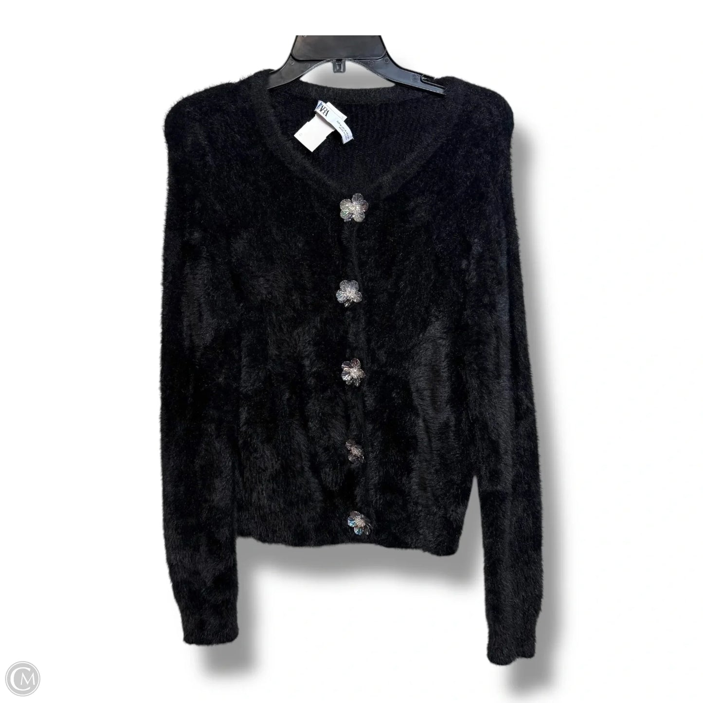 Sweater Cardigan By Zara In Black, Size: M