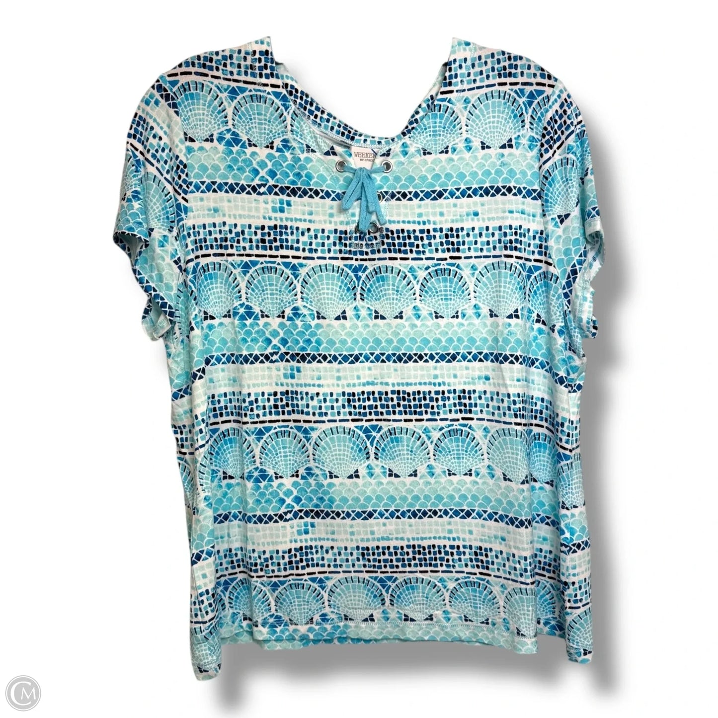 Top Short Sleeve By Chicos In Blue, Size: L