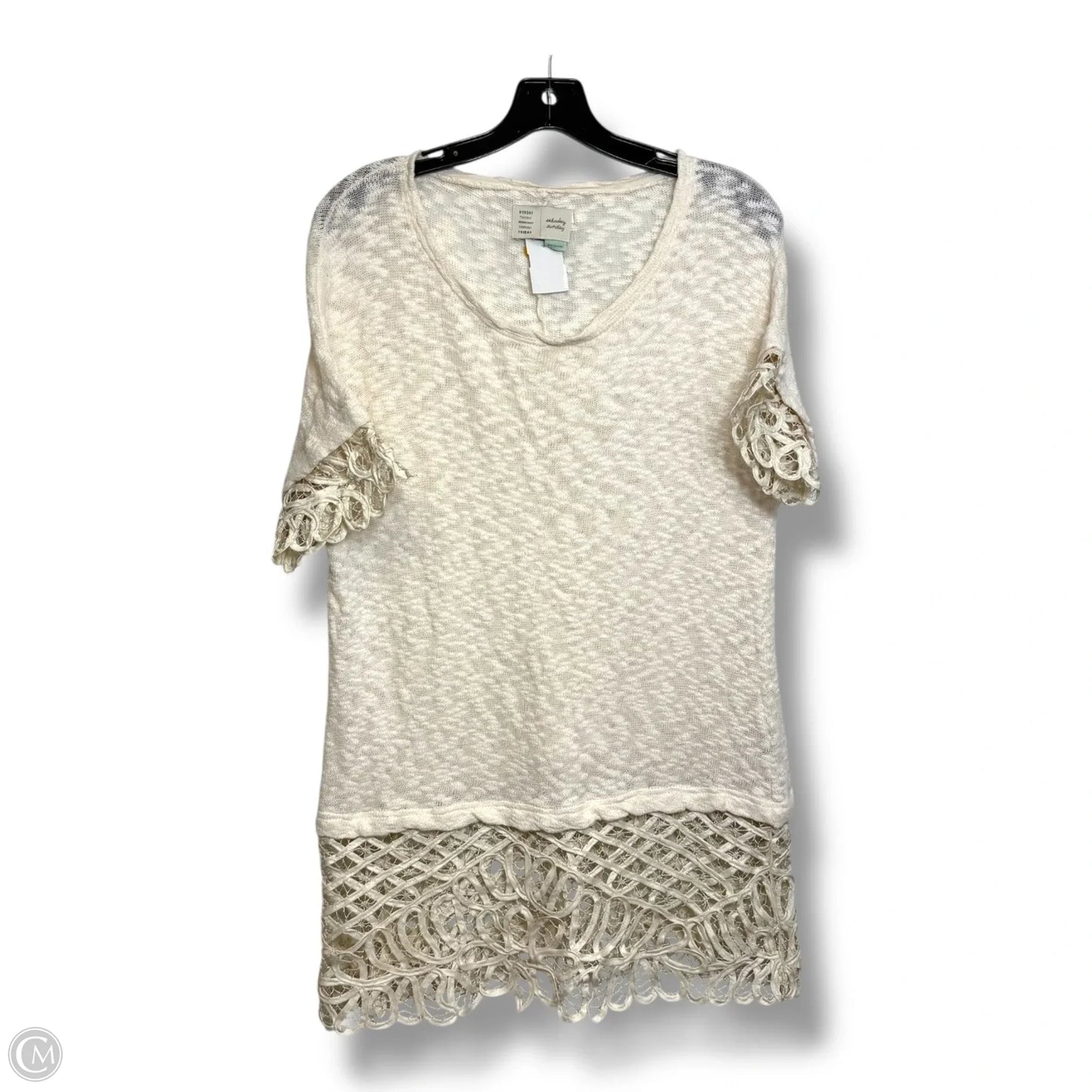 Top Short Sleeve By Anthropologie In Beige, Size: M