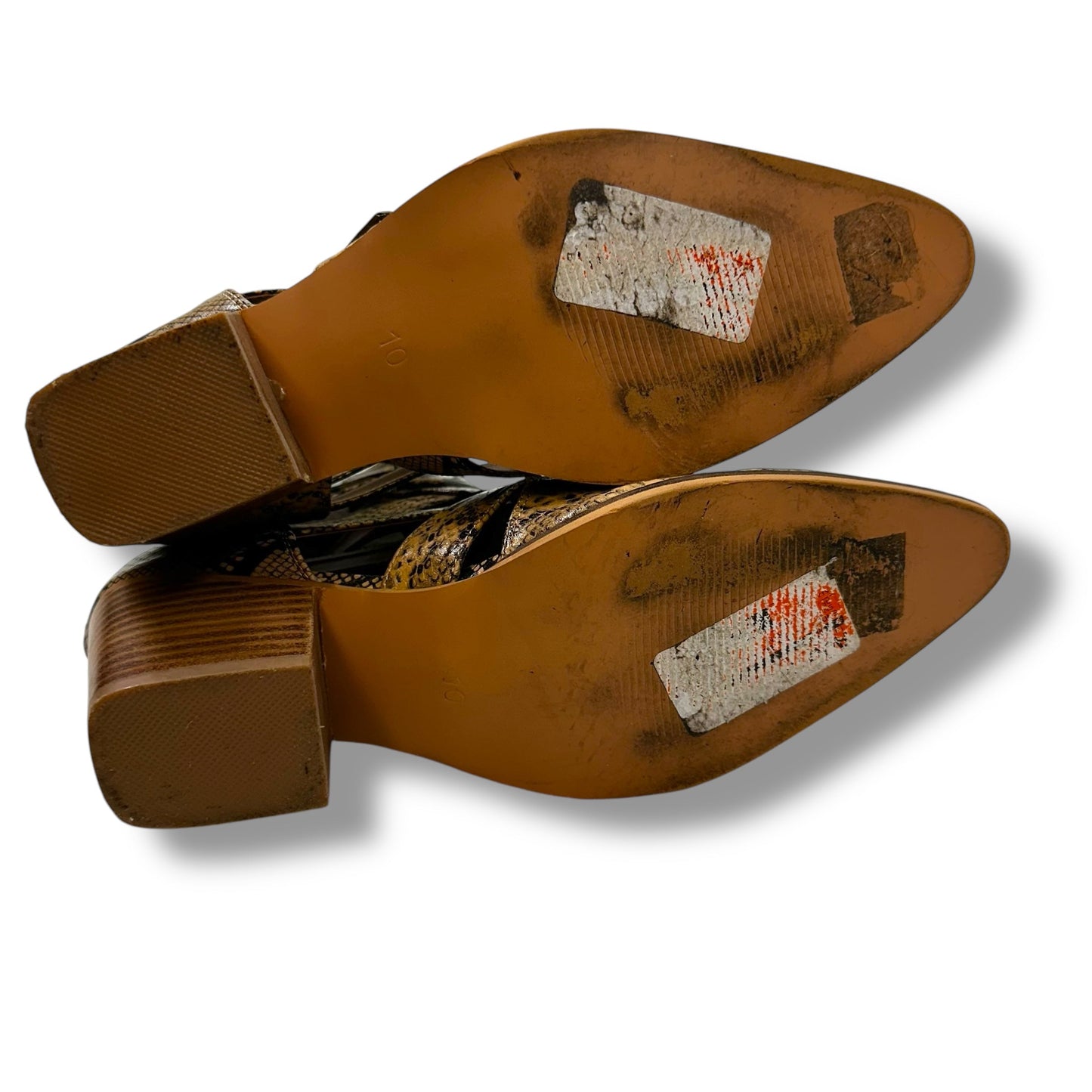 Boots Ankle Heels By Clothes Mentor In Snakeskin Print, Size: 10