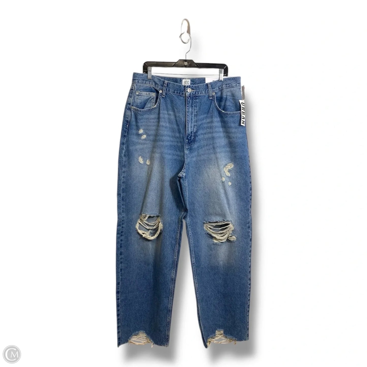 Jeans HIGH RISE BAGGY Wide Leg By Bdg In Blue Denim, Size: 18